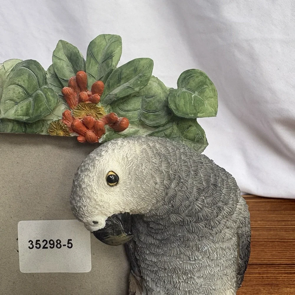 E&S Imports African Grey Parrots 3D Resin Picture Frame Tropical Photo Frame